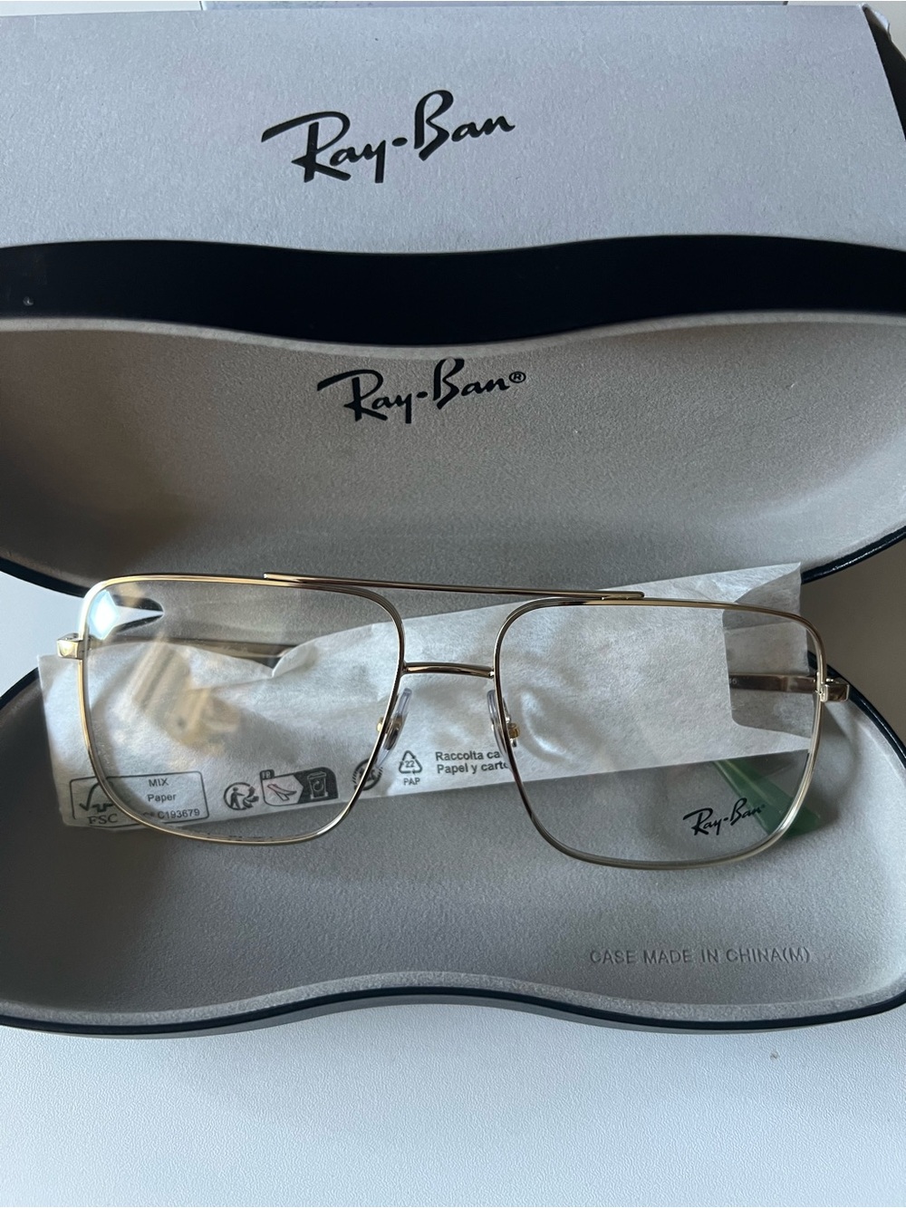 BNWT Ray-Ban RX3758V ARI Pale Gold Eyeglasses with Case